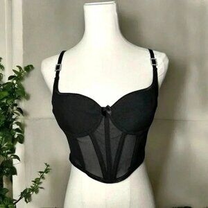 Black rhinestone details bustier S